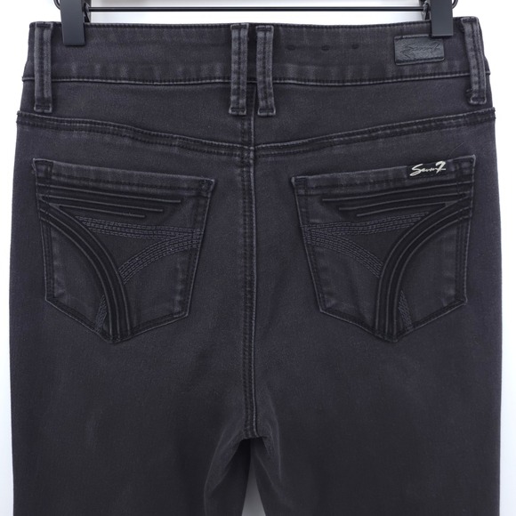 Seven7 Women Jeans High Rise Skinny 4 Black Dark Wash Stretch Denim - Picture 4 of 10
